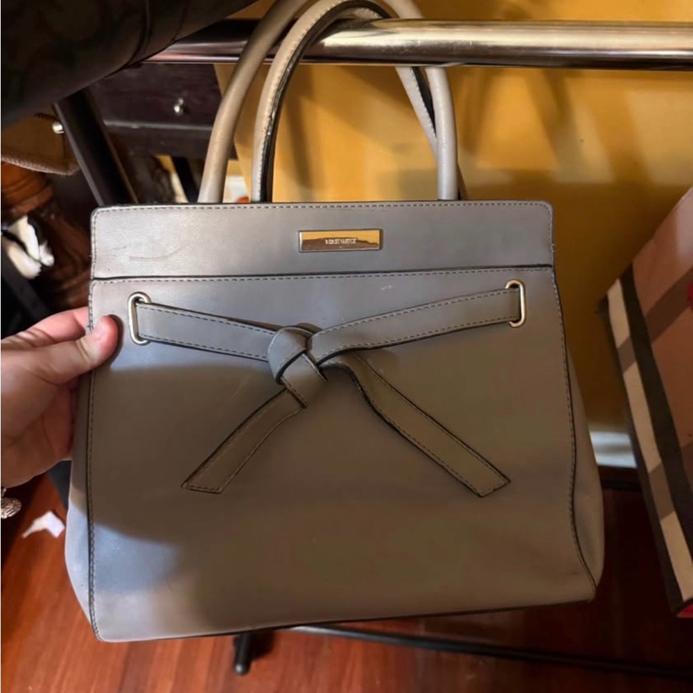 Gray Handbag with Bow Detail